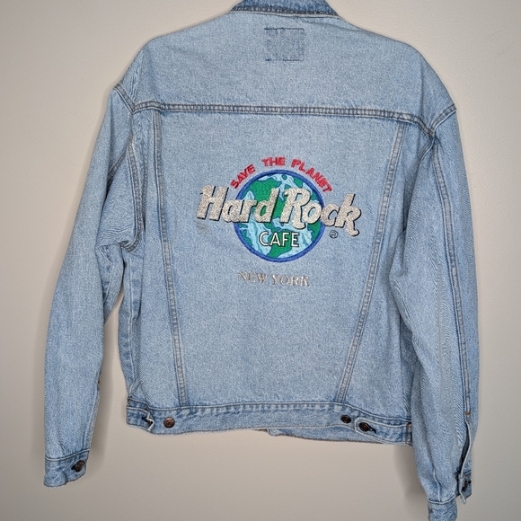 Hard Rock Cafe New York Vintage Denim Jacket sz L - Picture 2 of 9